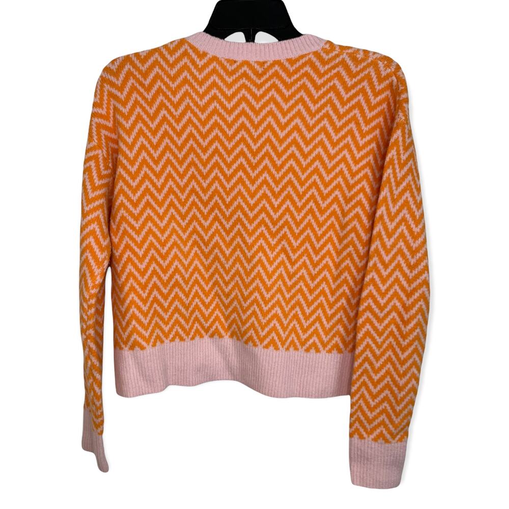Halogen X Atlantic-pacific Boxy Zigzag Sweater Pink Shadow Orange Flame XS‎ NWT - Picture 2 of 6